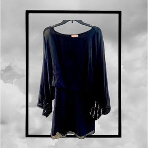 ROMEO & JULIET COUTURE CHIFFON OVERLAY MINI‎ DRESS IN BLACK, MEDIUM